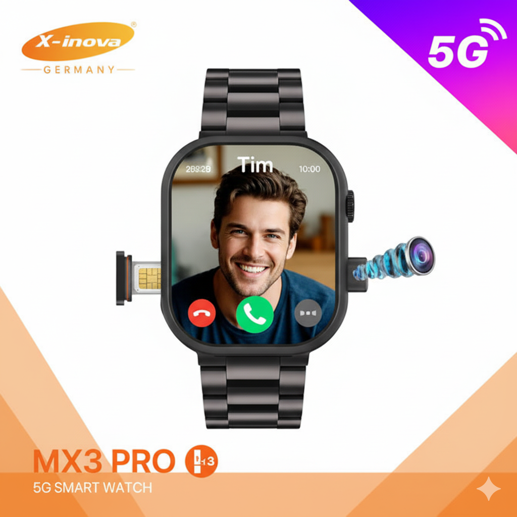 X-Inova MX3 Pro 5G Smart Watch Amoled Display 4/64 GB Face Unlock 3 Straps Wifi