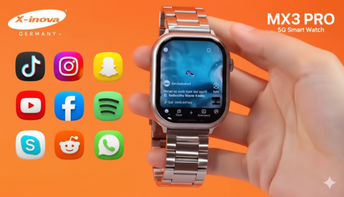 X-Inova MX3 Pro 5G Smart Watch Amoled Display 4/64 GB Face Unlock 3 Straps Wifi